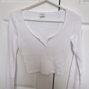 TNA waffle scoop neck long sleeve